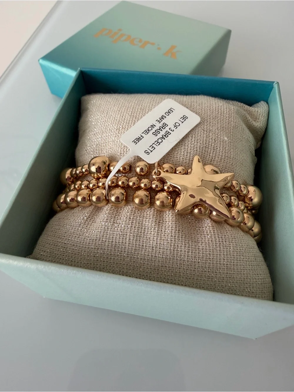 Piper k gold Star Bead Bracelet Set